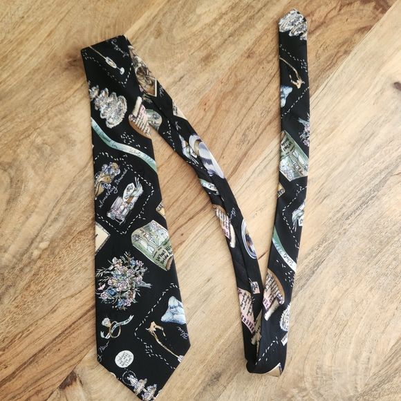 Elegant Vintage Nicole Miller Black Artistic Wedding Tie 100% Silk - Picture 3 of 13